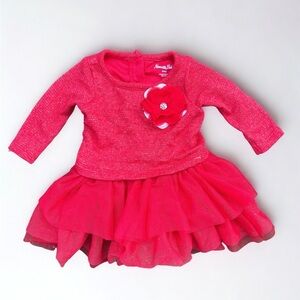 Nannette Baby 3/6 months Christmas dress fancy red tulle gold thread EUC